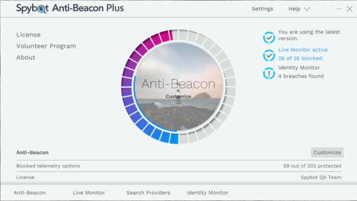 Screenshot of Anti-Beacon 4.2 while scanning