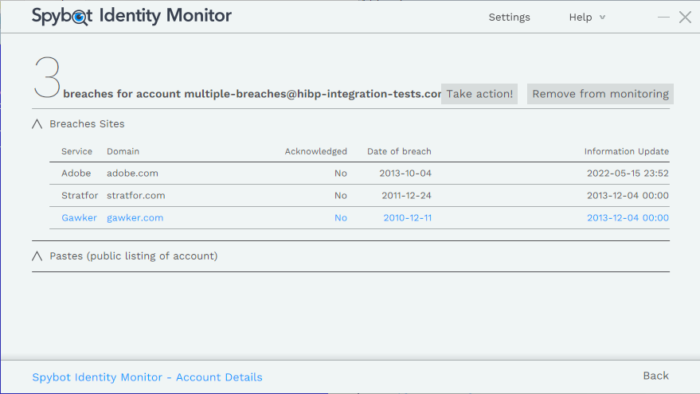 Identity Monitor 4.1 Account Breaches